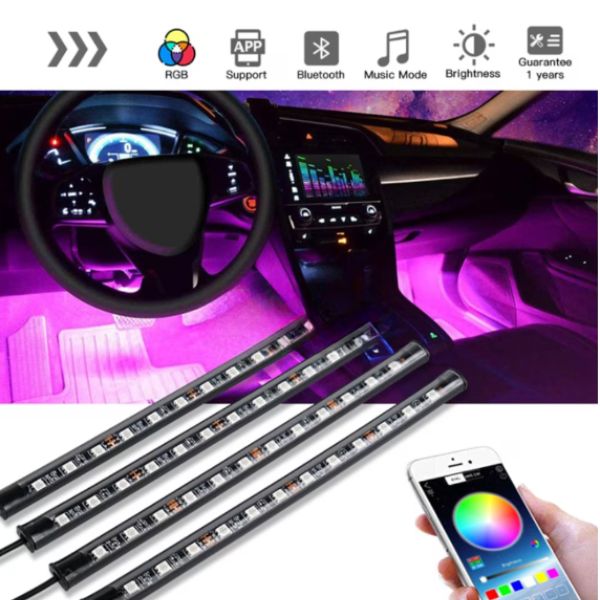 Kit lumini auto 48 LED-uri,Iluminare RGB,Control cu telecomanda