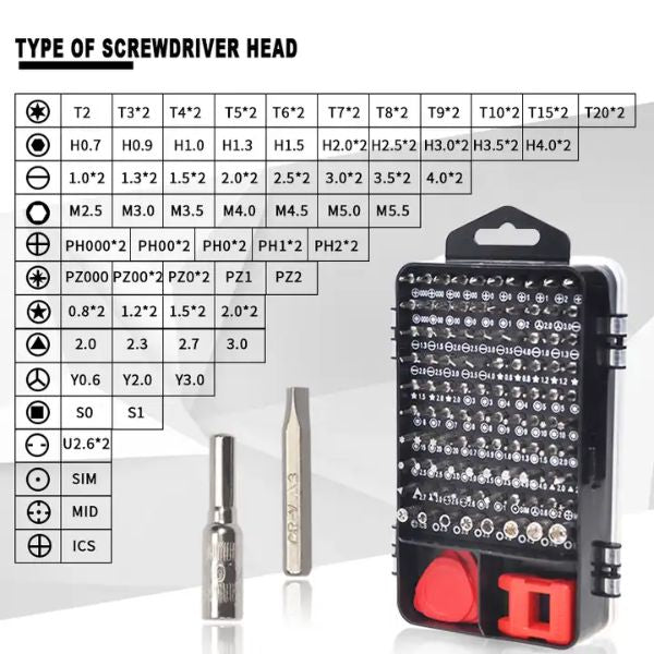 Set șurubelniță magnetică cu 115 accesorii și capete de precizie - 3 | YEO