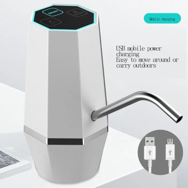 Pompa electrica pentru recipient de apa cu filtru inclus, incarcare USB, Alb