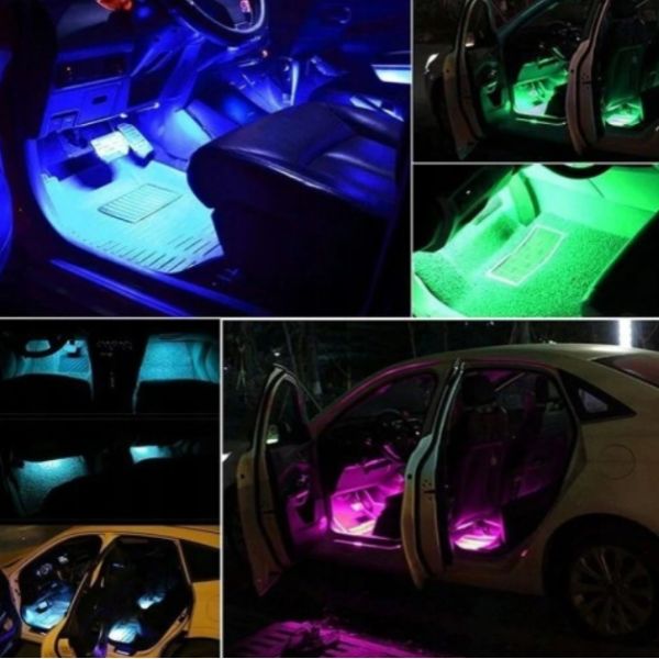 Kit lumini auto 48 LED-uri, Iluminare RGB, Control cu telecomanda