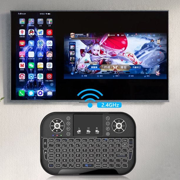 Mini Tastatura Wireless cu Touchpad, Iluminata RGB, Compacta, 2.4Ghz, Reincarcabila USB