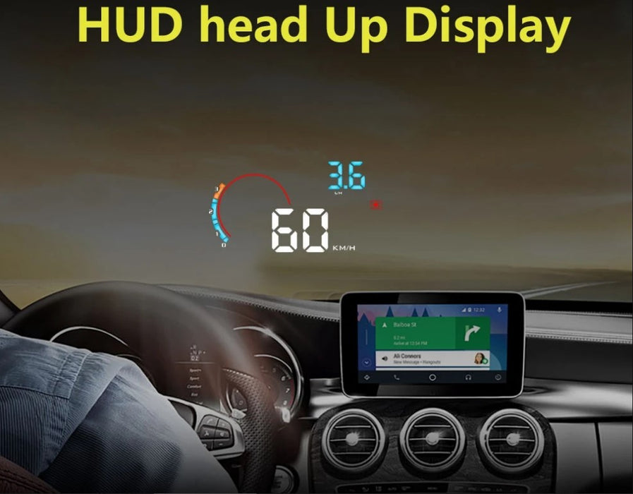 Ecran HUD Head-up display D2000 5.5", cu proiectie afisaj bord pe parbriz cu mufa OB2, cu alarma de viteza