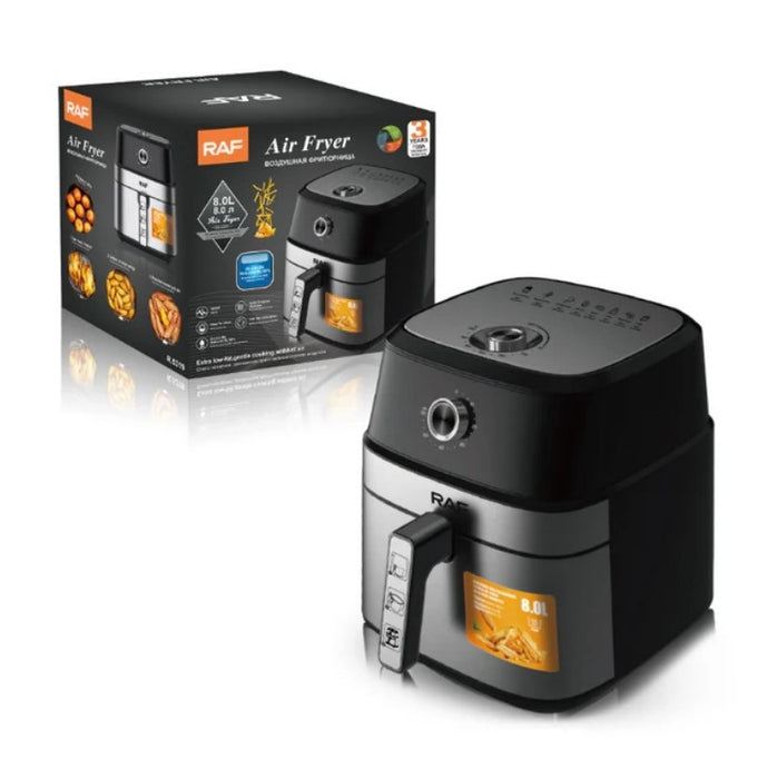 Hot Air Fryer, RAF 5319, Χωρίς λάδι, χωρητικότητα 8L, 1800W, μαύρο ασθενή