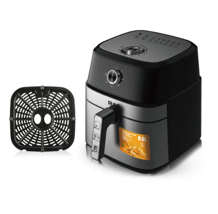 Fryer с горещ въздух, RAF 5319, без масло, 8L капацитет, 1800W, черен сребърник