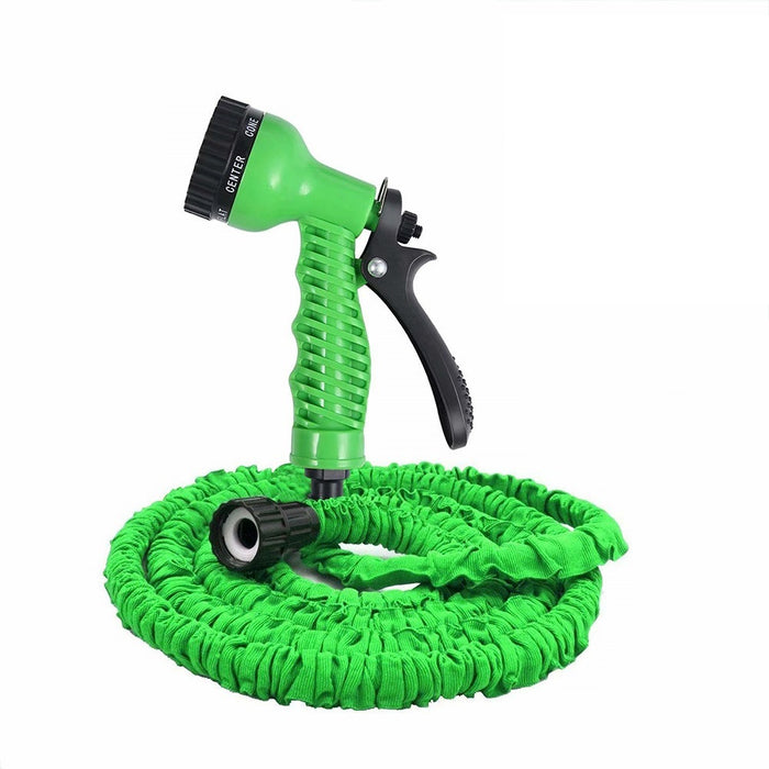 Furtun extensibil de gradina, pana la 45m lungime, cu pistol cu 7 tipuri de jet, cu conectori, verde