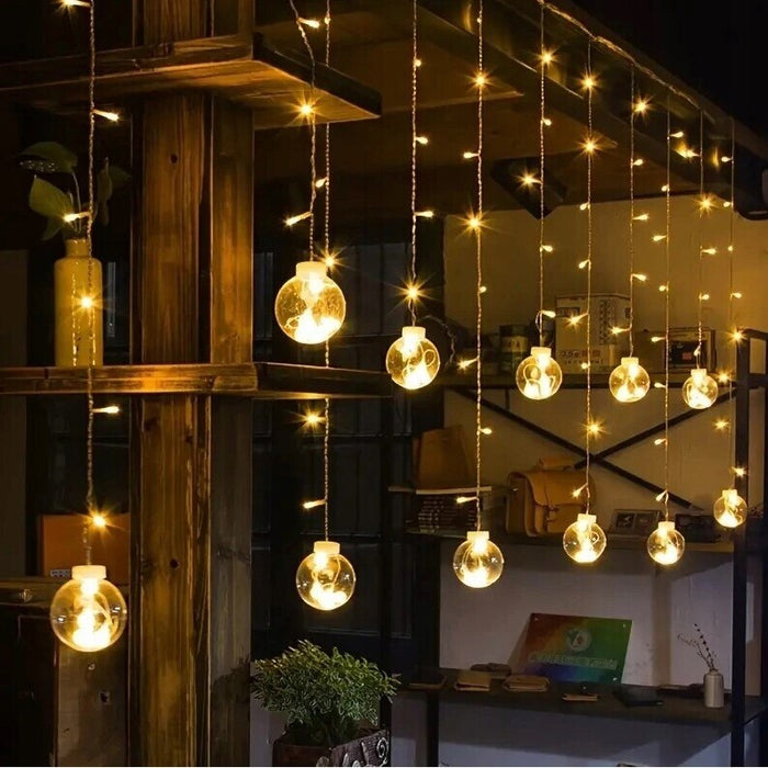 LED Light Garland, με 12 διαφανείς σφαίρες, 3m, 8 τρόπους φωτισμού, ζεστό λευκό χρώμα