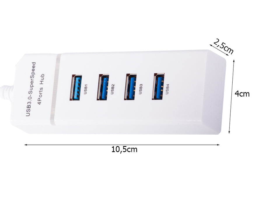 USB Hub με 4 θύρες USB 3.0 Μεταφορά ταχύτητας έως 5GBPS