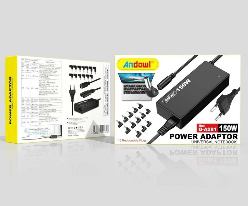 Universal Laptop A281 Loader, 150W, 13 μαγνητικές υποδοχές, καλώδιο 2 μέτρων, μαύρο