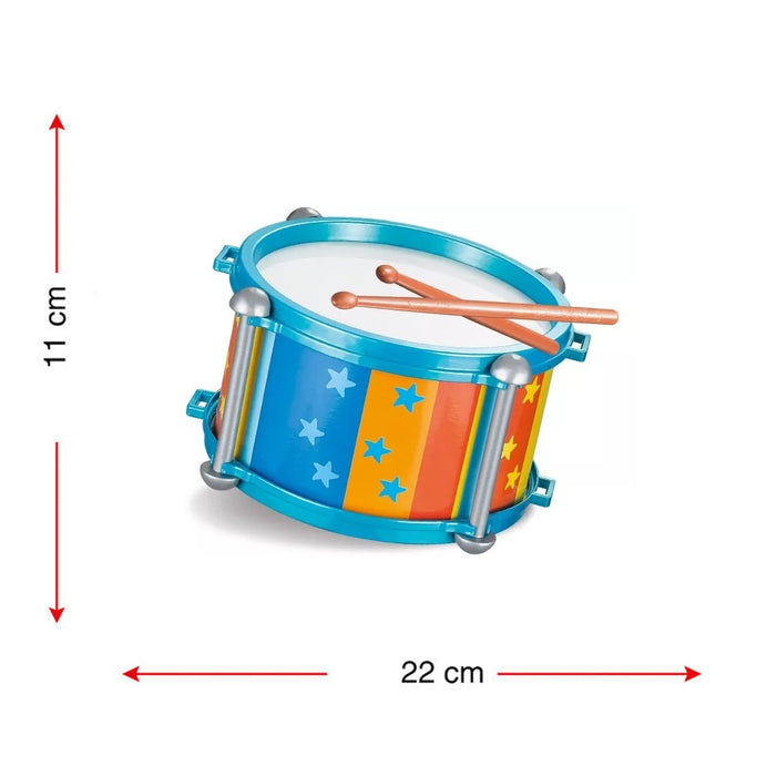 Μουσικό παιχνίδι παιχνιδιών διαδραστικό τύμπανο για παιδιά, με δύο μπαστούνια, 22 x 11 cm, κόκκινο/μπλε