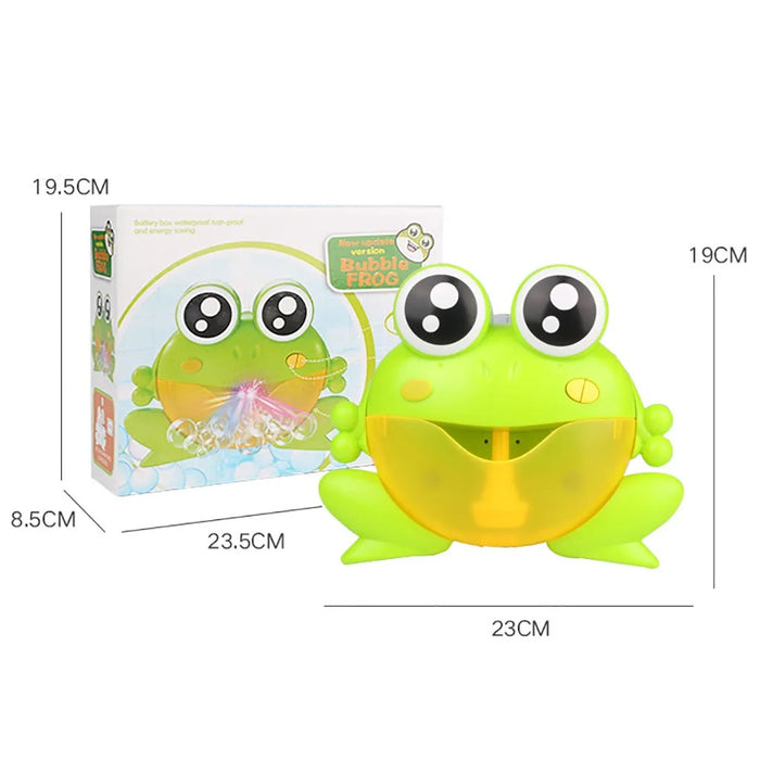 Jucarie de baie Bubble Frog cu difuzor de spuma si muzica, pentru copii 3 ani+, ABS, verde