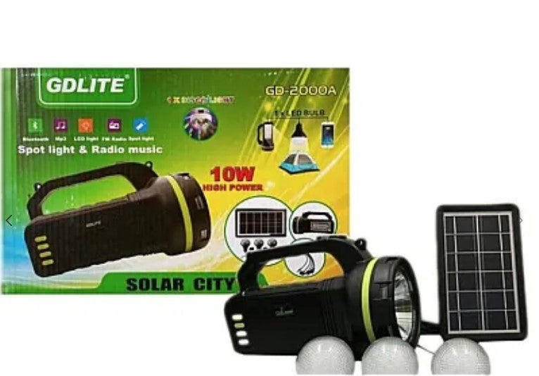 Το GD-L-2000A Solar Kit με 3 βολβούς, Bluetooth και XL Radio