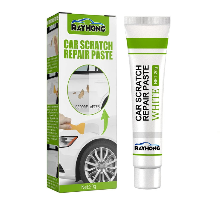 Kit de reparare zgarieturi auto cu pasta polish din fibra de sticla, uscare rapida, potrivit oricarui tip de masina, 20ml, alb