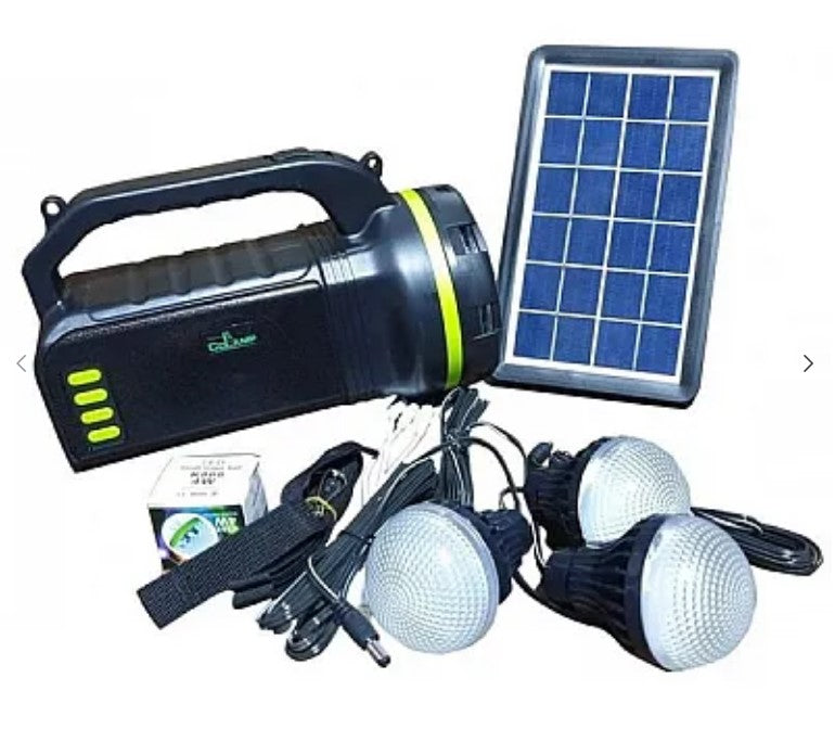 Kit solar CL-18 cu radio și lanternă 10W + 3 becuri