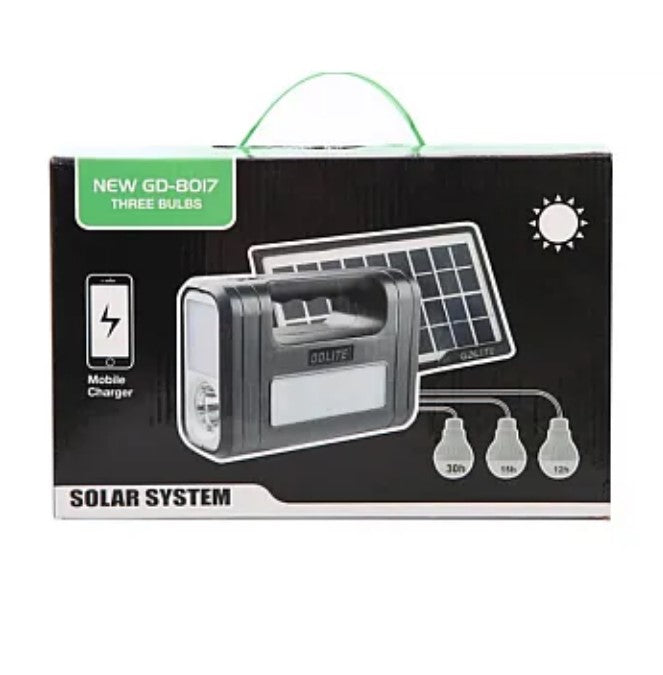 Solar Kit Gd-Lite 8017, оборудван с USB устройства с 3 LED крушки + голяма батерия за капачка на HA