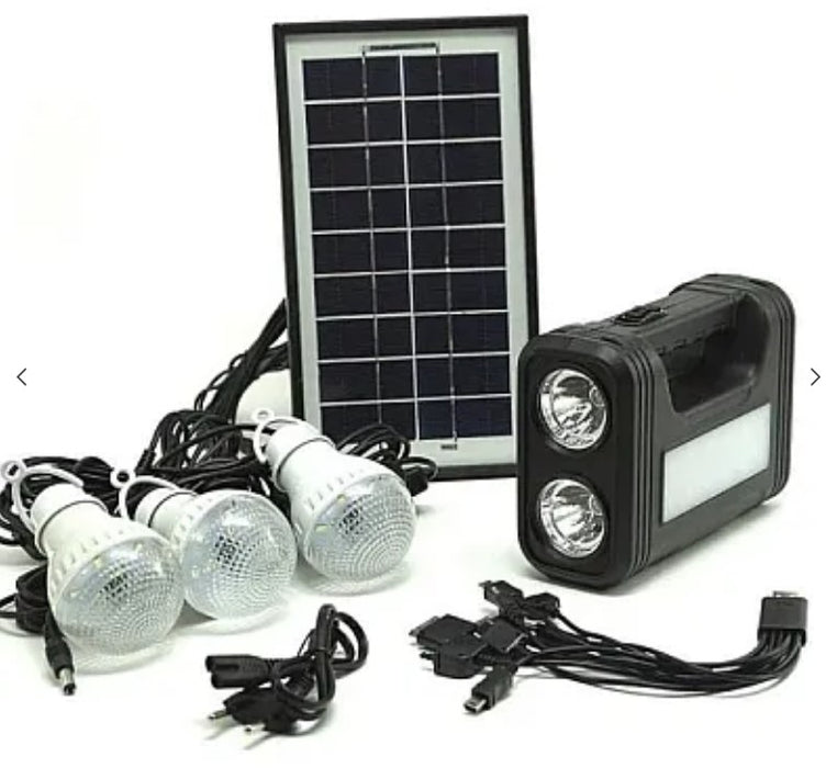 Solar Kit Gd-Lite 8017, оборудван с USB устройства с 3 LED крушки + батерия с висок капацитет