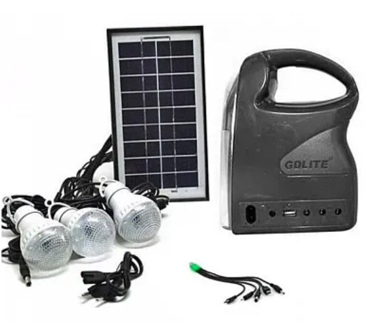 Solar Kit GDLite GD-7 Premium 3 izzók, zseblámpa tartalmazott + USB XL