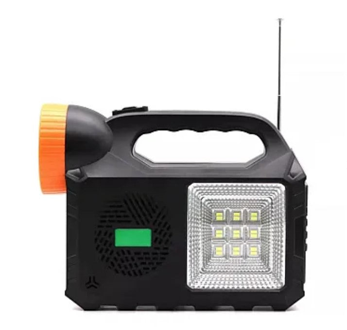 Kit solar de iluminare GD Times GD-102, 3 becuri, boxa BT, radio, 80W