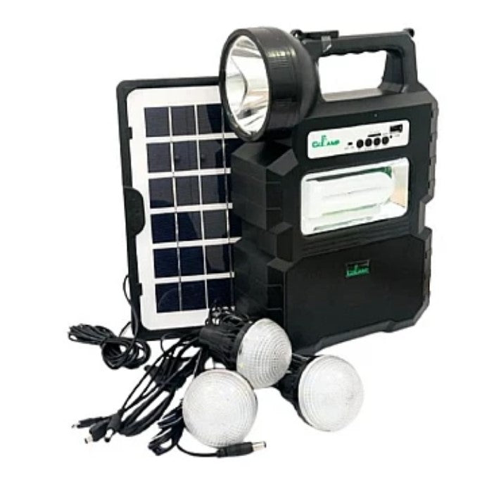 Kit solar portabil CCLAMP CL-810 cu 3 becuri incluse Radio FM si Bluetooth