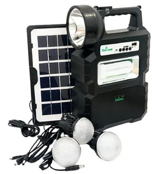 Kit solar portabil CCLAMP CL-810 cu 3 becuri incluse Radio FM si Bluetooth