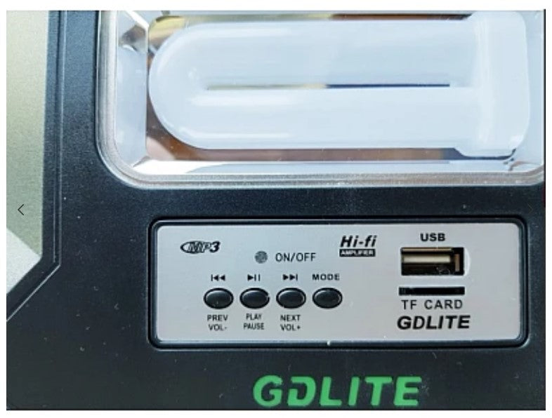 Преносим слънчев комплект gdlite gd-1000a usb bluetooth радио fm mp3 4 крушки включени xl