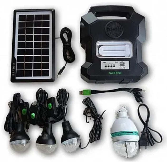 Kit solar portabil Gdlite GD-1000A USB bluetooth radio FM MP3 4 becuri incluse XL