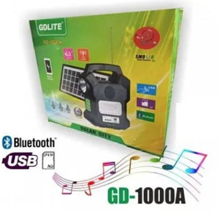 Φορητό ηλιακό κιτ Gdlite GD-1000A USB Bluetooth Radio FM MP3 4 Βολβοί περιλαμβάνονται