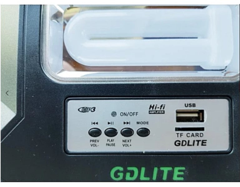 Преносим слънчев комплект gdlite gd-1000a usb bluetooth радио fm mp3 4 крушки включени