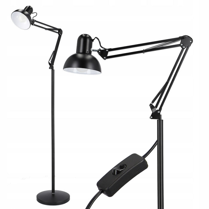 Lampa LED inalta, E27, inaltime 180cm, reglabila, pliabila, cu intrerupator, negru