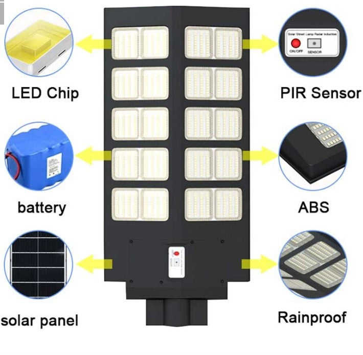 Jortan 800W διπλός ηλιακός λαμπτήρας με 16 κουτιά, τύπου Stalp Street