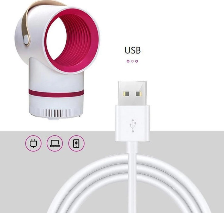 Lampa UV anti tantari 5W, pentru interior sau exterior, alimentare cu cablu USB, alb cu roz