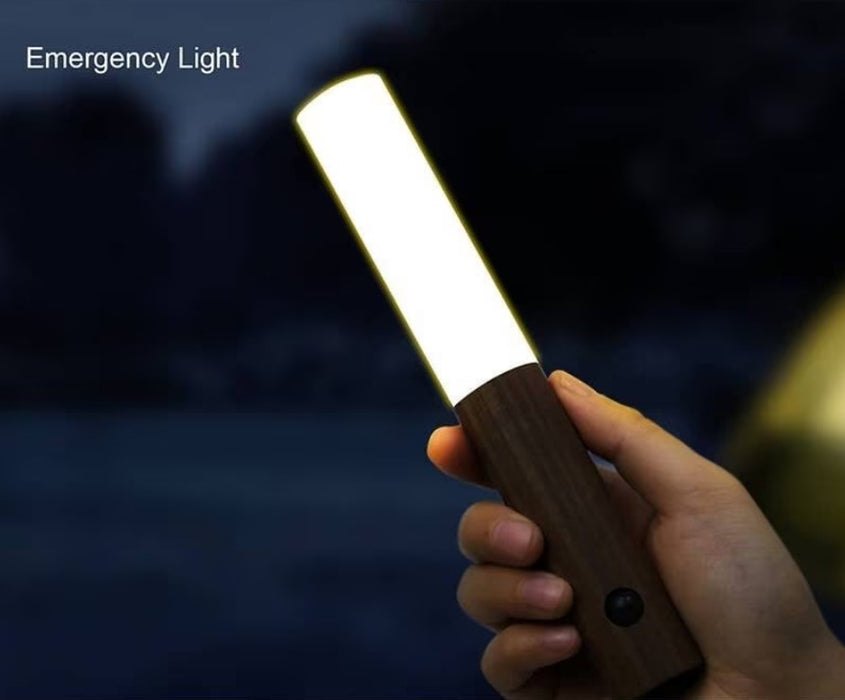 Intelligens LED -lámpa mágnes tartóval, hordozható, mozgásérzékelővel, USB, 500mAh, forró fény, hamu - dió szín