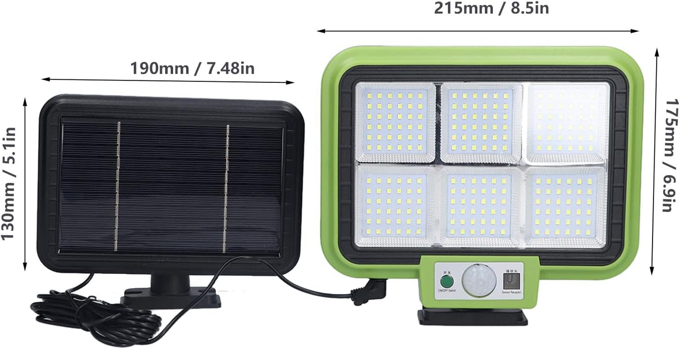 Ηλιακή λυχνία με ηλιακό πίνακα, 216 LED SMD, 50W, αισθητήρας κίνησης και τηλεχειριστήριο, πράσινο