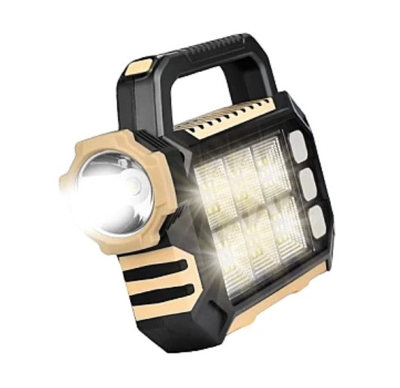 Lampa portabila solara 8029 cu 1 LED + 54 COB, tip lanterna cu maner, functie incarcare pentru mobil