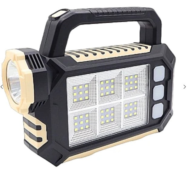 Lampa portabila solara 8029 cu 1 LED + 54 COB, tip lanterna cu maner, functie incarcare pentru mobil