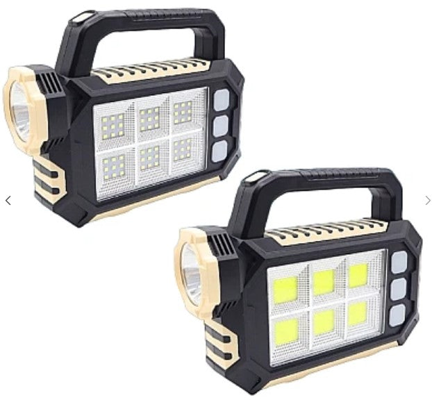 Lampa portabila solara 8029 cu 1 LED + 54 COB, tip lanterna cu maner, functie incarcare pentru mobil