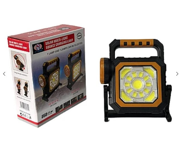 Lampa portabila solara 8030-B cu 1 LED + 55 COB si baza tip lanterna, cu maner