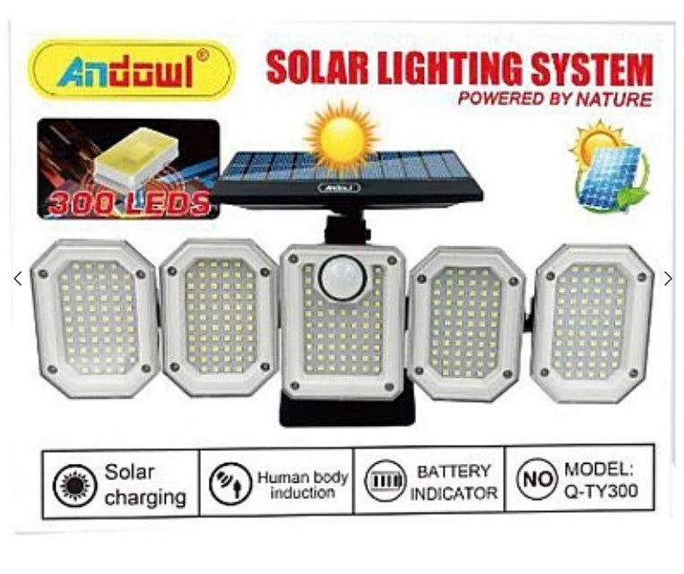 Andowl Q TY300 ηλιακή λάμπα με 5 300 LED κουτιά για εξωτερικά