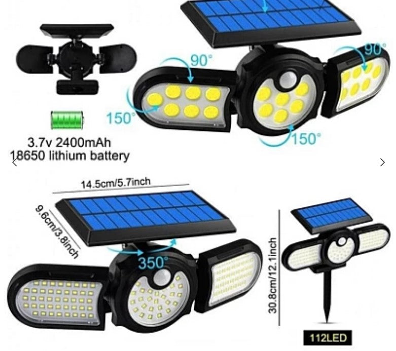 Solar Lámpa indukciós SH-12206C és integrált napelemes panel 3 állítható fejjel