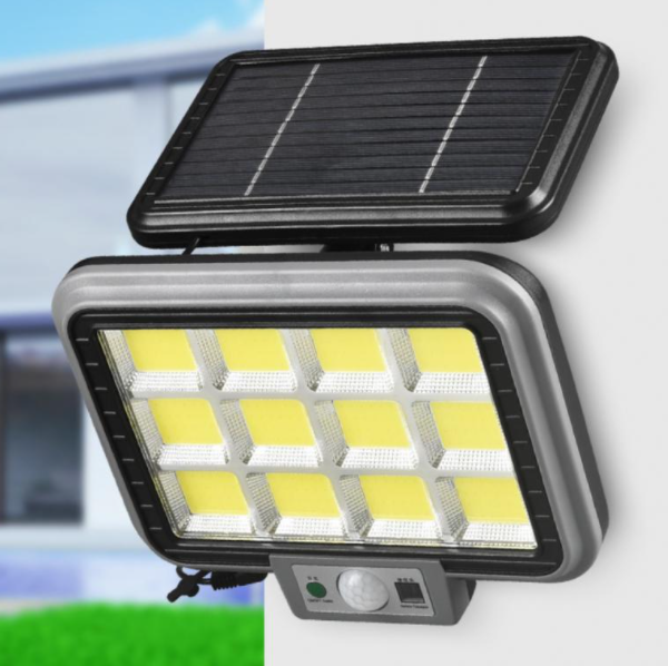 Lampa solara cu panou solar, 40W, 288 LED COB, 12 cadrane, cu 3 moduri de iluminare, telecomandanegru