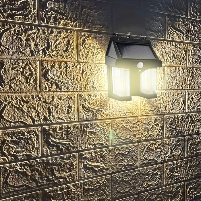 Lampa solara dubla pentru perete, 2W, 1200LM, protectie intemperii IP65, pentru casa sau gradina, negru