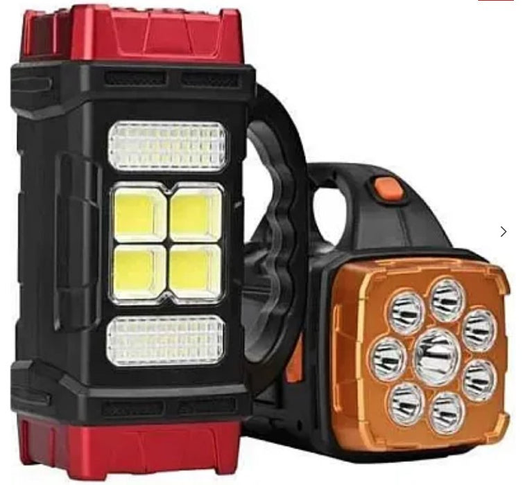 Lampa solara multifunctionala HB-1678 putere 38W tip lanterna/felinar, cu maner, negru/rosu