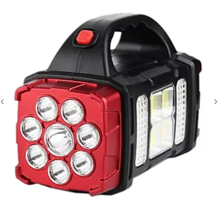 Lampa solara multifunctionala HB-1678 putere 38W tip lanterna/felinar, cu maner, negru/rosu