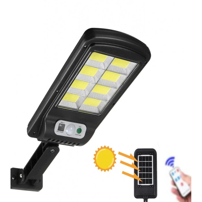 Set 3 x lampi solare stradale, cu 8 cadre, 160 LED-uri, 30W, pe inductie, senzor miscare, pentru curte, alee