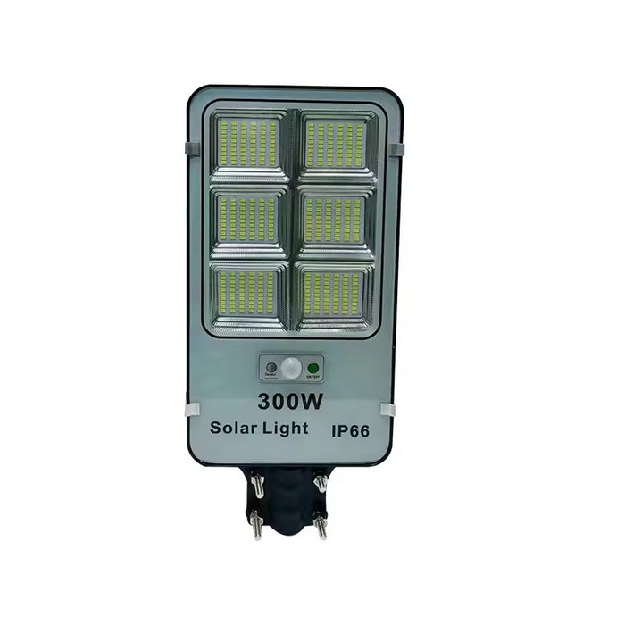 Lampa solara stradala, putere 300W, cu telecomanda, senzor de lumina si miscare, IP66, gri-negru