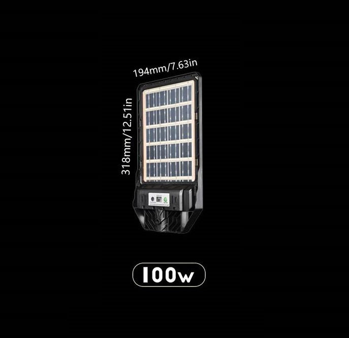 Lampa solara stradala cu panou solar incorporat cu doua fete, cu inductie si telecomanda, 6500K, Negru