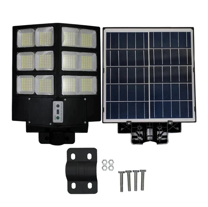 Lampa solara stradala cu panou solar si acumulator incorporate, cu inductie, 600W, 1300Lm, negru