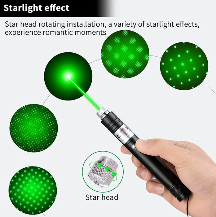 Lanterna cu laser, pointer verde puternic, cu acumulator Li-ion 8800mAh si incarcator, bate pana la 16 km, negru