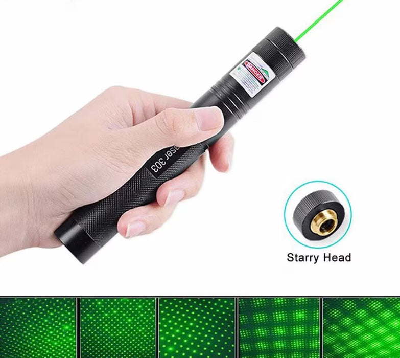 Lanterna cu laser, pointer verde puternic, cu acumulator Li-ion 8800mAh si incarcator, bate pana la 16 km, negru