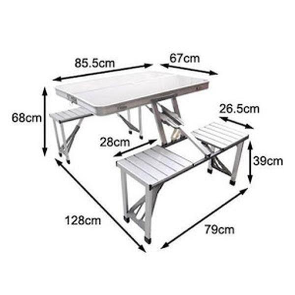 Masa pliabila picnic tip geamantan, cu sezut, din aluminiu