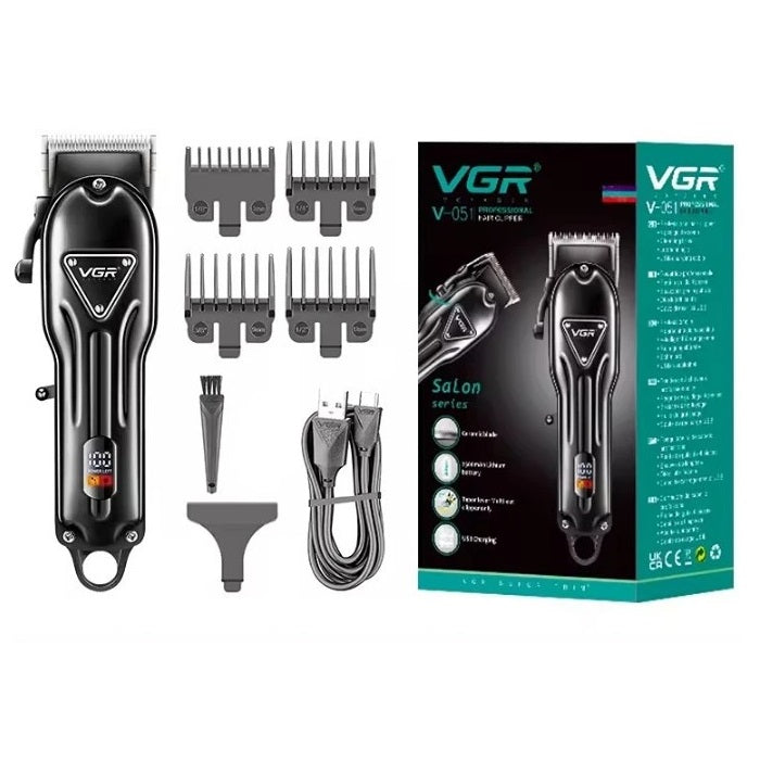 Vgr V-051 trimmer, hordozható, vezeték nélküli, 5W, USB, acél penge, 4 vezetőfej, fekete